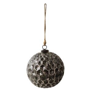 Černá antik skleněná koule Hexagon Black XL - Ø 20*20 cm 6GL3919 obraz