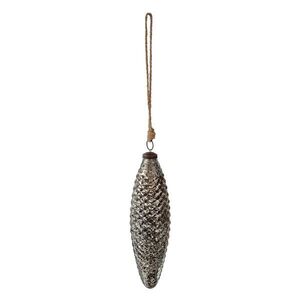 Černá antik skleněná vánoční ozdoba s patinou - Ø 7*25 cm 6GL3925 obraz