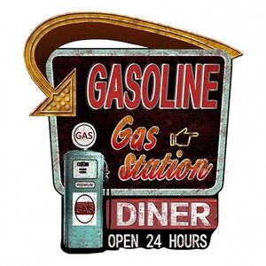 Černo-červená nástěnná kovová cedule Gasoline - 59*1*65 cm 5Y1099 obraz