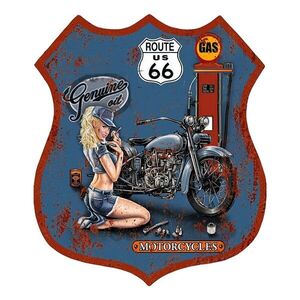 Modrá nástěnná kovová cedule Route 66 - 30*1*35 cm 6Y5004 obraz