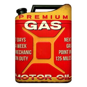 Červená nástěnná kovová cedule ve tvaru kanystru Gas - 35*1*49 cm 6Y5019 obraz