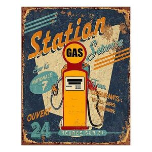 Modrá nástěnná cedule Station Gas - 25*1*33 cm 6Y5119 obraz