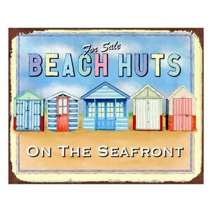 Nástěnná kovová cedule Beach Huts - 25*1*20 cm 6Y5161 obraz