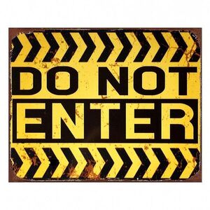 Černo-žlutá nástěnná kovová cedule Do Not Enter - 25*1*20 cm 6Y5156 obraz