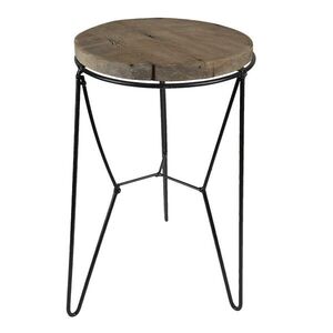 Kovový stolek na květiny s dřevěnou deskou - Ø 20*32 cm 64940 obraz