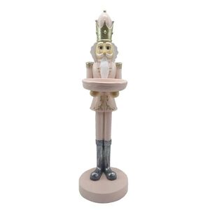 Vánoční dekorace růžový Louskáček s podnosem - 14*11*40 cm 6PR4826 obraz
