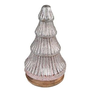 Stříbrný dekorační skleněný stromek na dřevěném podstavci - Ø 13*24 cm 65123 obraz