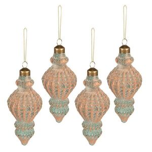 4ks měděná vánoční ozdoba s patinou - Ø 6*14 cm 6GL3953 obraz