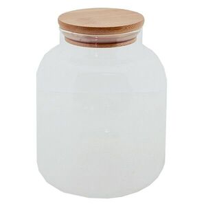 Skleněná skladovací nádoba s bambusovým víčkem - Ø 12*15 cm / 1.2 l 6GL4030 obraz