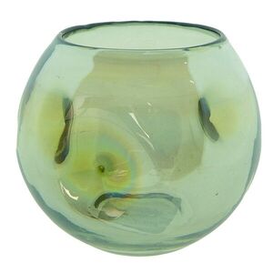 Zelená ručně foukaná skleněná váza/ svícen - Ø 12*12 cm 6GL4093GR obraz