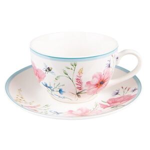 Porcelánový šálek s podšálkem Meadow - 12*8*10 cm / Ø15*2 cm / 230 ml PPOKS obraz