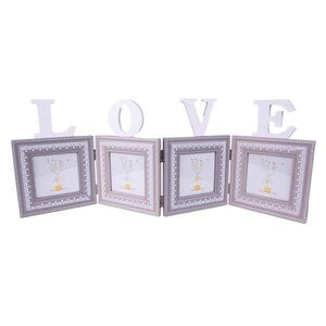 Dřevěný stojící fotorám na 4 fota Love - 65*1*23 cm / 10*10 cm (4) 2F0969 obraz