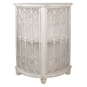 Krémová antik půlkulatá dřevěná skříňka Kolun - 81*32*103 cm 50664 obraz