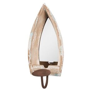 Béžový antik nástěnný svícen se zrcadlem - 15*17*36 cm 62S268 obraz