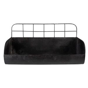 Černá antik nástěnná kovová polička - 38*14*20 cm 6Y4745 obraz