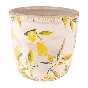 Béžový keramický obal na květináč s citróny Lemonio S - Ø 13*12 cm 6CE1532S obraz