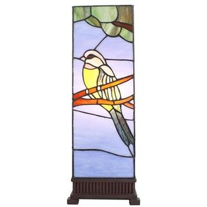 Modrá stolní lampa Tiffany s ptáčkem Birdie - 18*18*48 cm E14/max 1*40W 5LL-6294 obraz