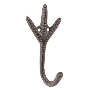 Hnědý nástěnný litinový háček s kuřecí nohou - 7*5*14 cm 6Y5317 obraz