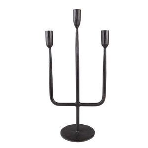 Černý antik kovaný 3-ramenný svícen Hillo - 21*12*43 cm 6Y5443 obraz