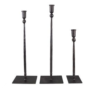 3ks černý antik kovaný svícen Hillo - 16*10*52 / 16*10*49 / 10*9*35 cm 6Y5444 obraz