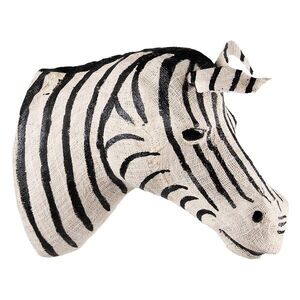 Bílo-černá antik nástěnná dekorace hlava zebra L - 21*46*37 cm 65183L obraz