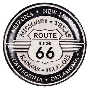 Nástěnná kovová cedule na zeď Route 66 - Ø 35*2 cm 6Y5010 obraz