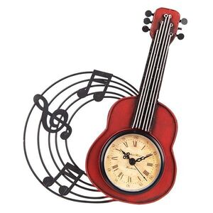 Nástěnné kovové hodiny červená kytara Guitar - 28*4*22 cm / 1*AA 6KL0750 obraz