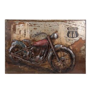 Kovový nástěnný 3D obraz s motorkou Route 66 - 60*4*40 cm 5WA0189 obraz