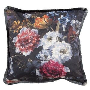 Dekorační polštář s výplní a motivem květů a třásněmi - 45*45*4 cm KG023.120 obraz