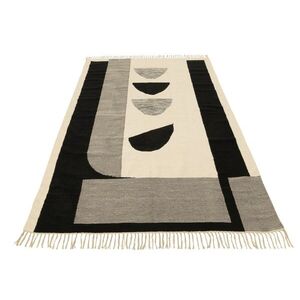 Béžovo - černý vzorovaný koberec s třásněmi Tokyo - 198*2*302cm 34325 obraz