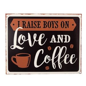 Černá antik nástěnná kovová cedule Love And Coffee - 25*1*20 cm 6Y5172 obraz