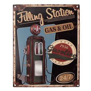Černá antik nástěnná kovová cedule Filling Station - 20*1*25 cm 6Y5179 obraz