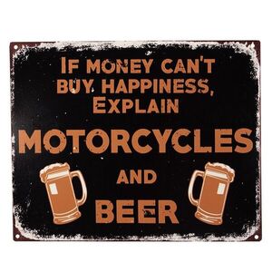 Černá antik nástěnná kovová cedule Motorcycles - 25*1*20 cm 6Y5209 obraz