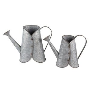 2ks plechové antik obaly na květináče ve tvaru konve v saku - 40*16*29 / 32*14*24 cm 6Y4885 obraz