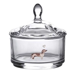 Skleněná dóza s jezevčíkem Dachshund Love - Ø 9*9cm DHLGL0004 obraz