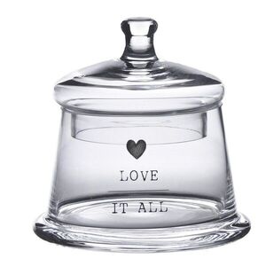 Úložná transparentní nádoba dóza s víčkem a srdíčkem Love - Ø 12*13 cm 6GL4255 obraz