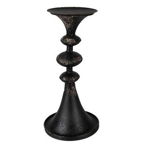 Černý antik kovový svícen na širokou svíčku Paolo - Ø 15*34 cm 6Y4945 obraz