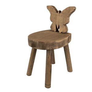 Hnědý dekorační květinový dřevěný stolek s motýlem - 18*19*34 cm 6H2210 obraz
