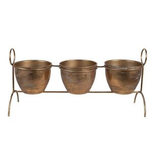 Měděný antik plechový obal na květináč na nožkách - 47*14*23 cm 6Y5367 obraz