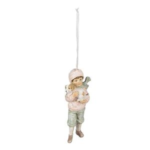 Růžová závěsná dekorace chlapec s pejskem - 6*4*11 cm 6PR4914 obraz