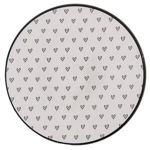 Bílo-černý servírovací talíř se srdíčky - Ø 33*1 cm LHS85 obraz