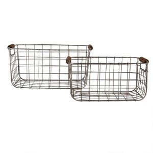 2ks šedý drátěný košík s uchy - 37*23*18 / 31*20*16 cm 6Y5400 obraz
