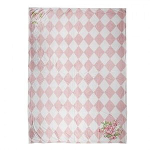 Růžový plyšový károvaný pléd s růžemi Sweet Roses - 130*170 cm SWR60 obraz