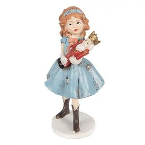 Dekorace socha děvčátko v modrých šatech držící Louskáčka - 7*6*12 cm 6PR3988 obraz