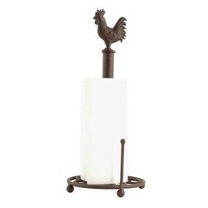 Hnědý antik držák na kuchyňské role s kohoutem - Ø 18*43 cm W40069 obraz
