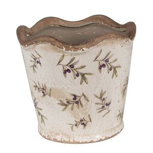 Béžový antik obal na květináč s olivami Olive Fields S - Ø 13*12 cm 6CE1672S obraz