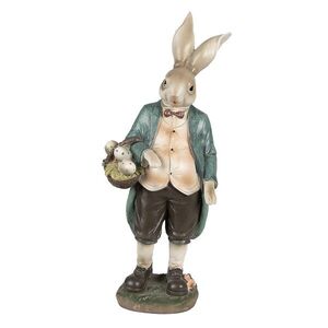 Dekorace králíček v modrém kabátě s košíkem vajíček - 17*10*38 cm 6PR4023 obraz