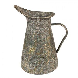 Šedý antik plechový dekorační džbánek se zlatou patinou - 21*15*25 cm 6Y5506 obraz