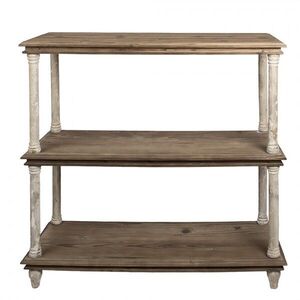 Bílo-hnědý antik dřevěný konzolový stolek / regál Bookrino - 110*40*113 cm 5H0698W obraz