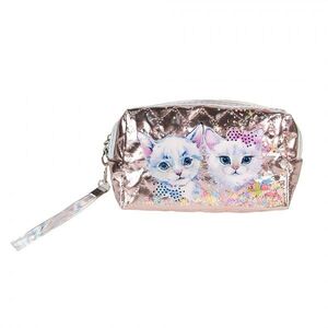 Růžová makeup toaletní taštička s kočkami - 18*7*10 cm JZTB0066 obraz